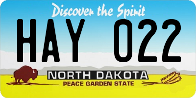 ND license plate HAY022