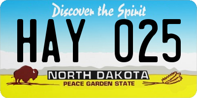 ND license plate HAY025