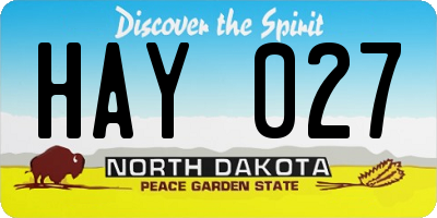 ND license plate HAY027