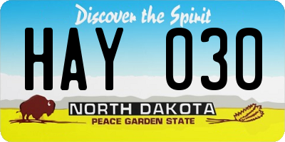 ND license plate HAY030