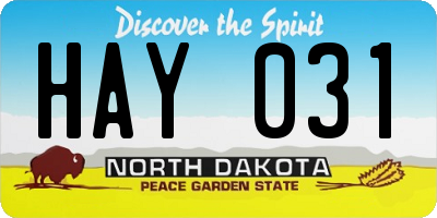 ND license plate HAY031