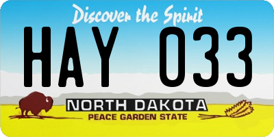 ND license plate HAY033