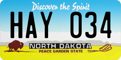 ND license plate HAY034