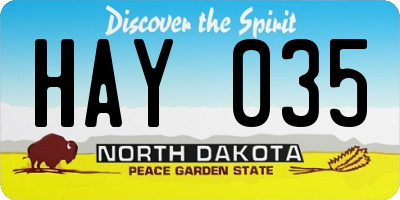 ND license plate HAY035