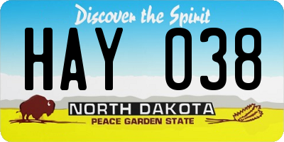 ND license plate HAY038