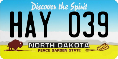 ND license plate HAY039