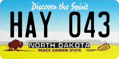 ND license plate HAY043