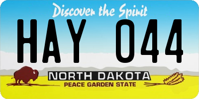 ND license plate HAY044