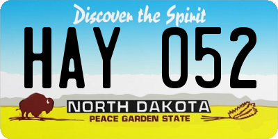 ND license plate HAY052