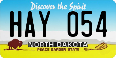 ND license plate HAY054