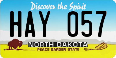 ND license plate HAY057
