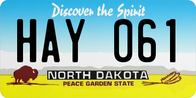 ND license plate HAY061