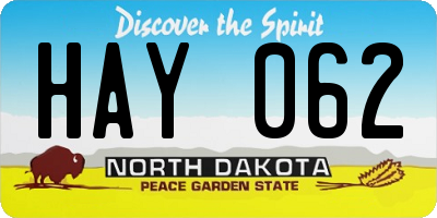 ND license plate HAY062