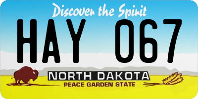 ND license plate HAY067