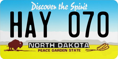 ND license plate HAY070