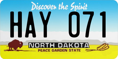 ND license plate HAY071