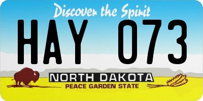 ND license plate HAY073