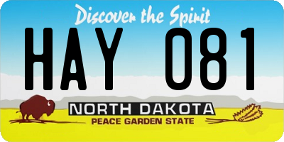 ND license plate HAY081