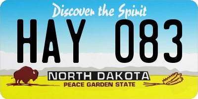 ND license plate HAY083
