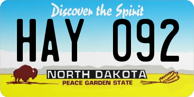 ND license plate HAY092
