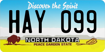 ND license plate HAY099