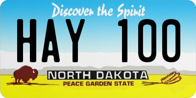 ND license plate HAY100