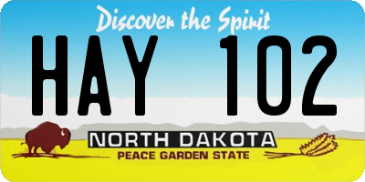 ND license plate HAY102