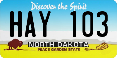 ND license plate HAY103