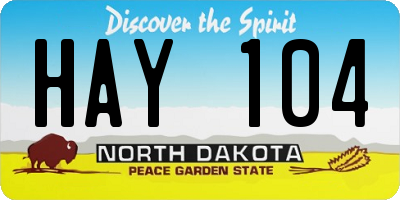 ND license plate HAY104