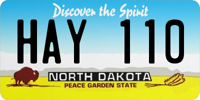 ND license plate HAY110