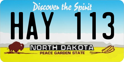 ND license plate HAY113