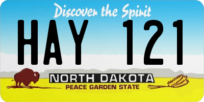 ND license plate HAY121