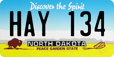 ND license plate HAY134