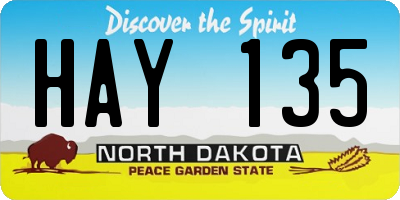 ND license plate HAY135