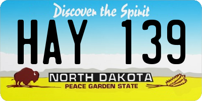 ND license plate HAY139