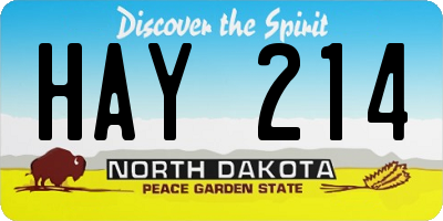 ND license plate HAY214