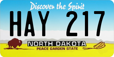 ND license plate HAY217