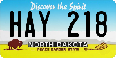 ND license plate HAY218