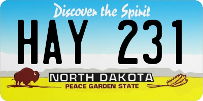 ND license plate HAY231