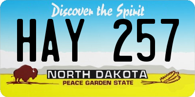 ND license plate HAY257