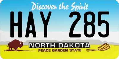 ND license plate HAY285