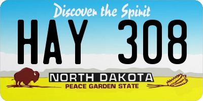 ND license plate HAY308