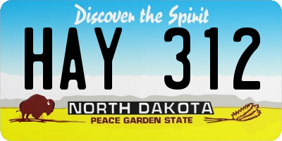 ND license plate HAY312