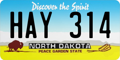 ND license plate HAY314