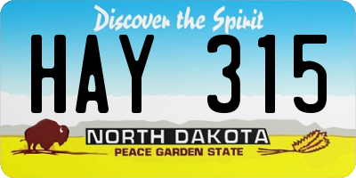 ND license plate HAY315