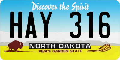 ND license plate HAY316