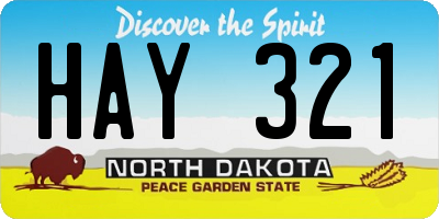 ND license plate HAY321