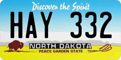 ND license plate HAY332