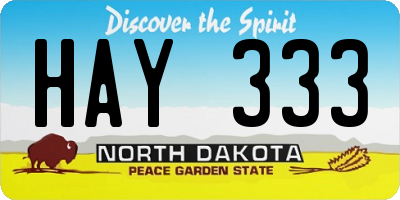 ND license plate HAY333