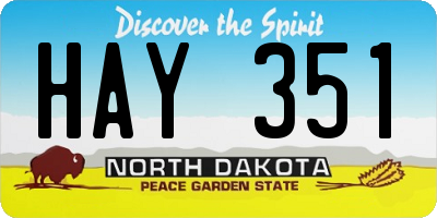 ND license plate HAY351